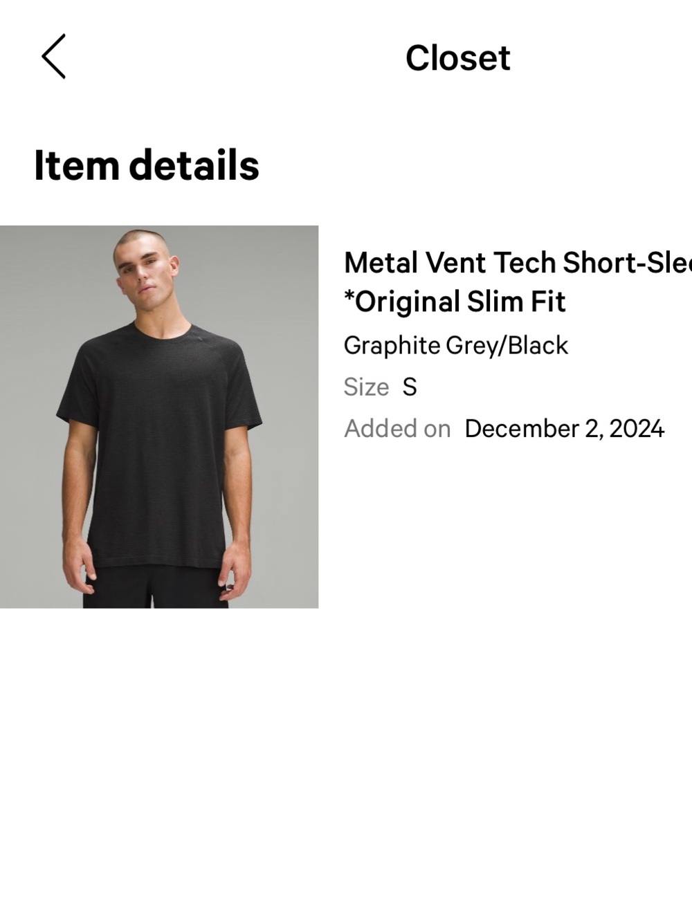 lululemon athletica Metal Vent Tech Short Sleeve Tee in Graphite Grey/Black